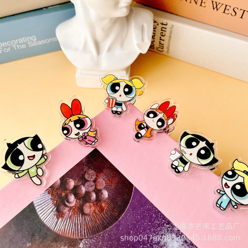 Tech Accessories For Office - 6PCS Kawaii The Powerpuffs Girls Acrylic