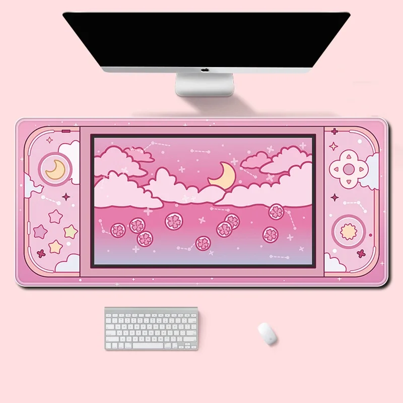 Kawaii Tech Accessories - Moon and Stars Large Desk Mat
