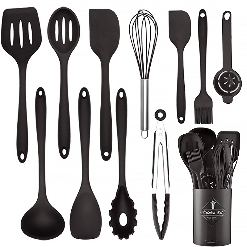 Hi Tech Kitchen Accessories - 12Pcs Silicone Cooking Utensils Non-Stick Cooking