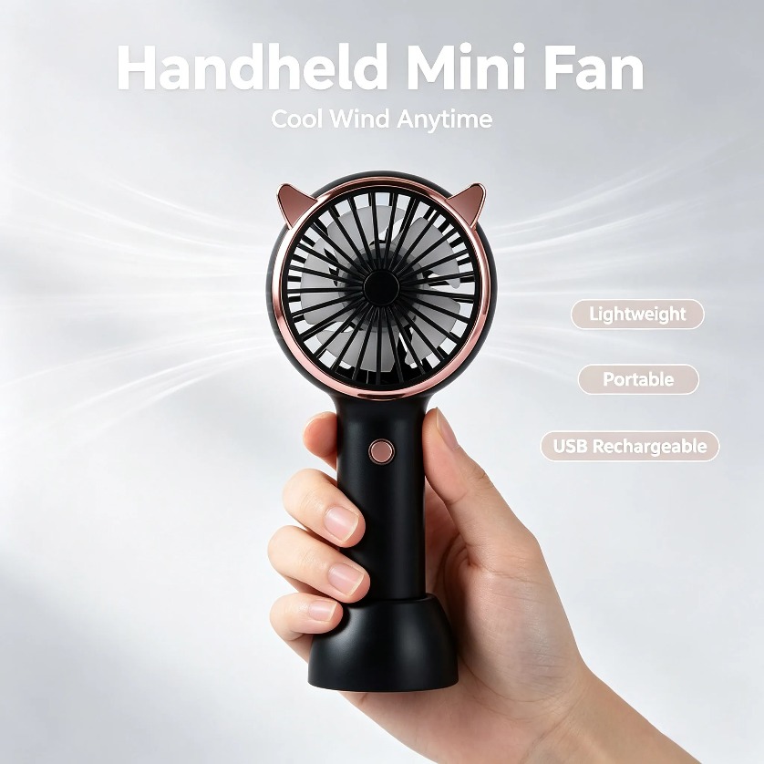 Usb Fan Silent - Cat Ear Fan Mini Handheld LED