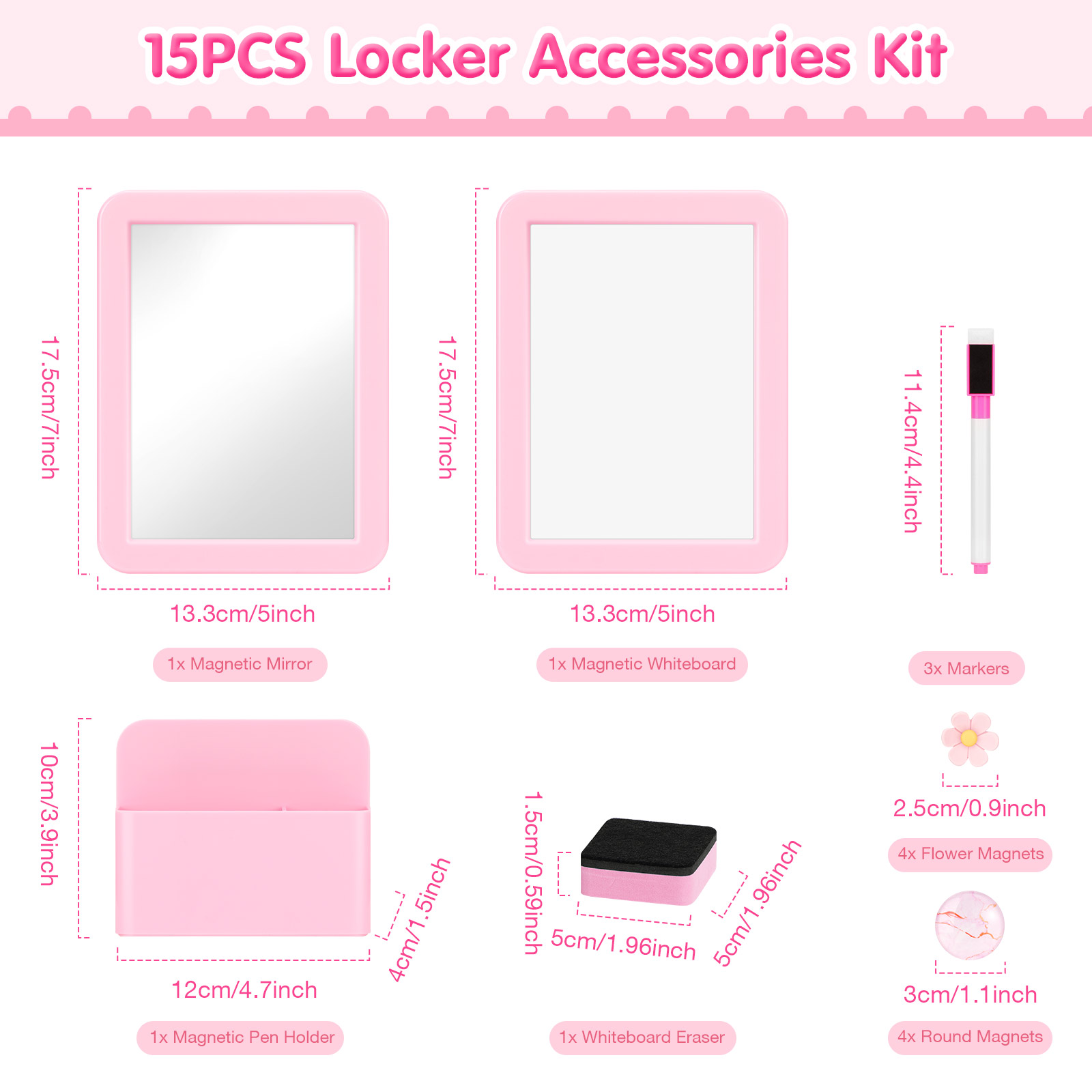 15Pcs Locker Accessories Kit M - Pen Holder Magnetic recension och pris