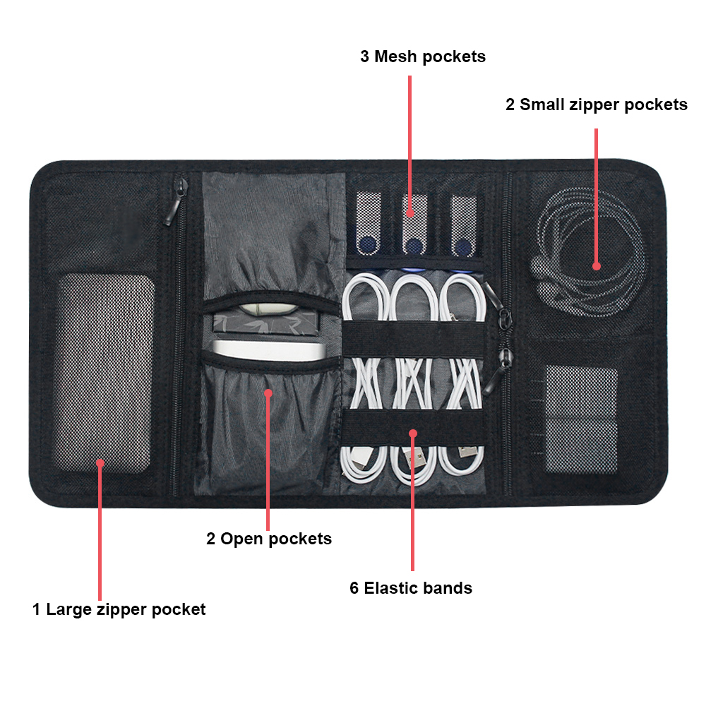 Tech Organizer Bag Cable Stora - Tech Accessories For Office recension och pris