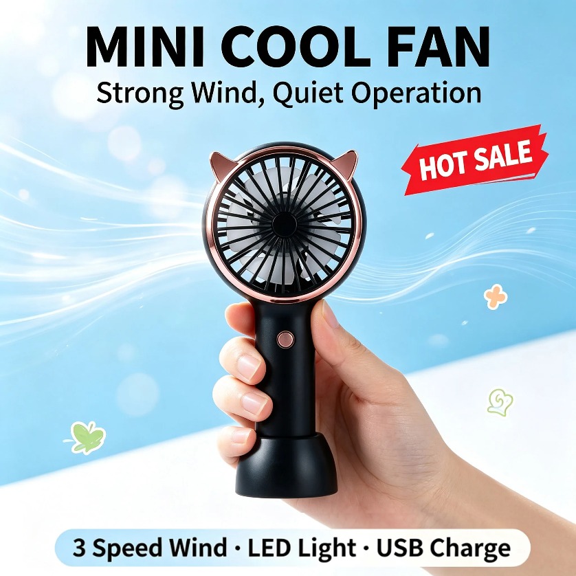 Cat Ear Fan Mini Handheld LED  - Usb Fan Silent recension och pris