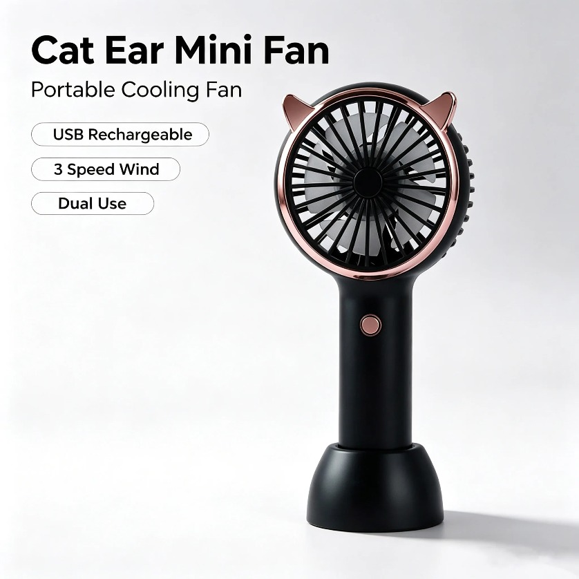 Cat Ear Fan Mini Handheld LED  - Usb Fan Silent recension och pris